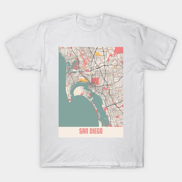 San Diego - United States Chalk City Map T-Shirt by tienstencil